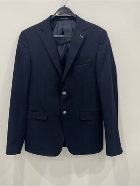 Eredi Del Duca Made in Italy Navy Textured Wool Blend Sport Coat Blazer 46R